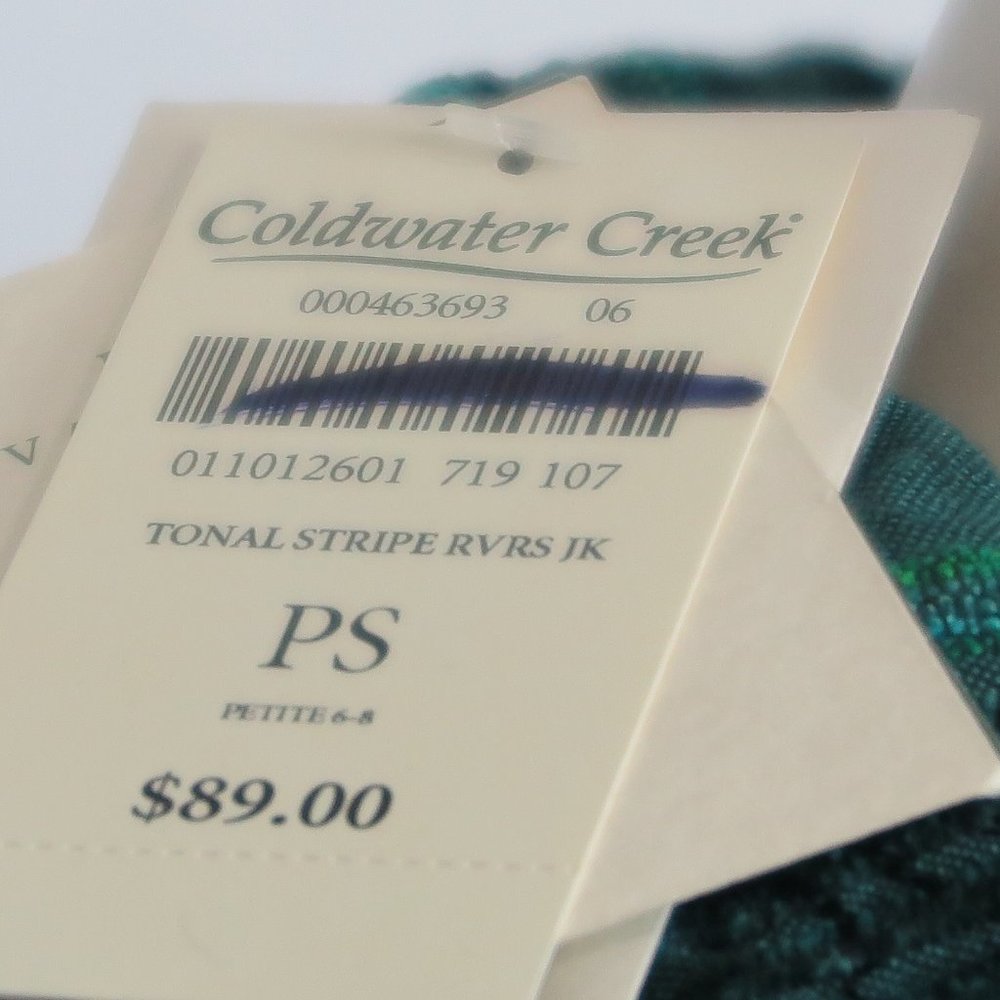 NWT Coldwater Creek Reversible Deep Teal Tonal Stripe Jacket Size PS - Picture 4 of 7